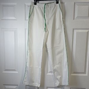 Zara White Joggers with Green Accents